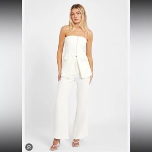 Because of Alice Strapless Peplum Bodice & Effortless Wide Leg Trousers